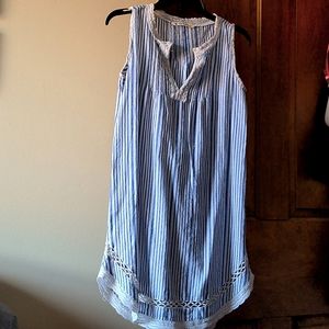 White and blue stripe dress